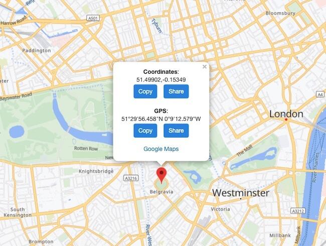 Get Coordinates on Map