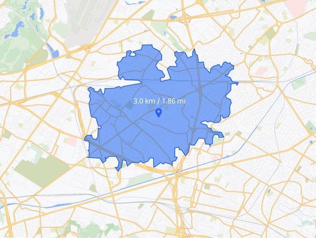Map Isodistances by Travel Distance